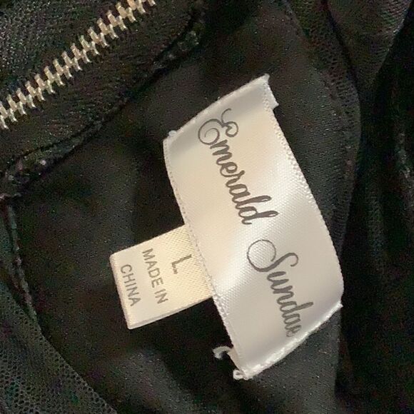 Emerald Sundae Black Cut-Out Dress with Mesh Panels Size L - Picture 5 of 6